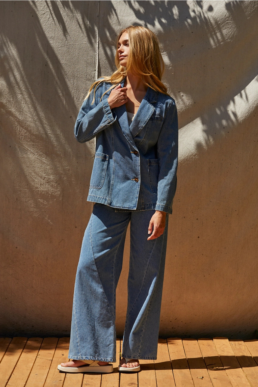 Demi Double Breasted Denim Blazer
