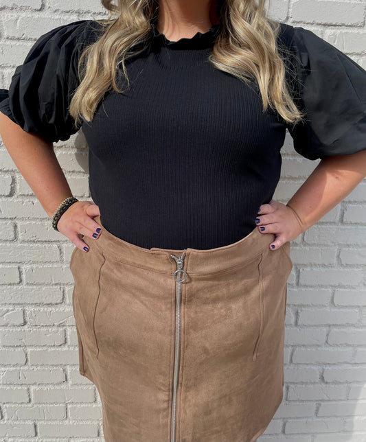 Curvy: Charlotte Ribbed Blouse